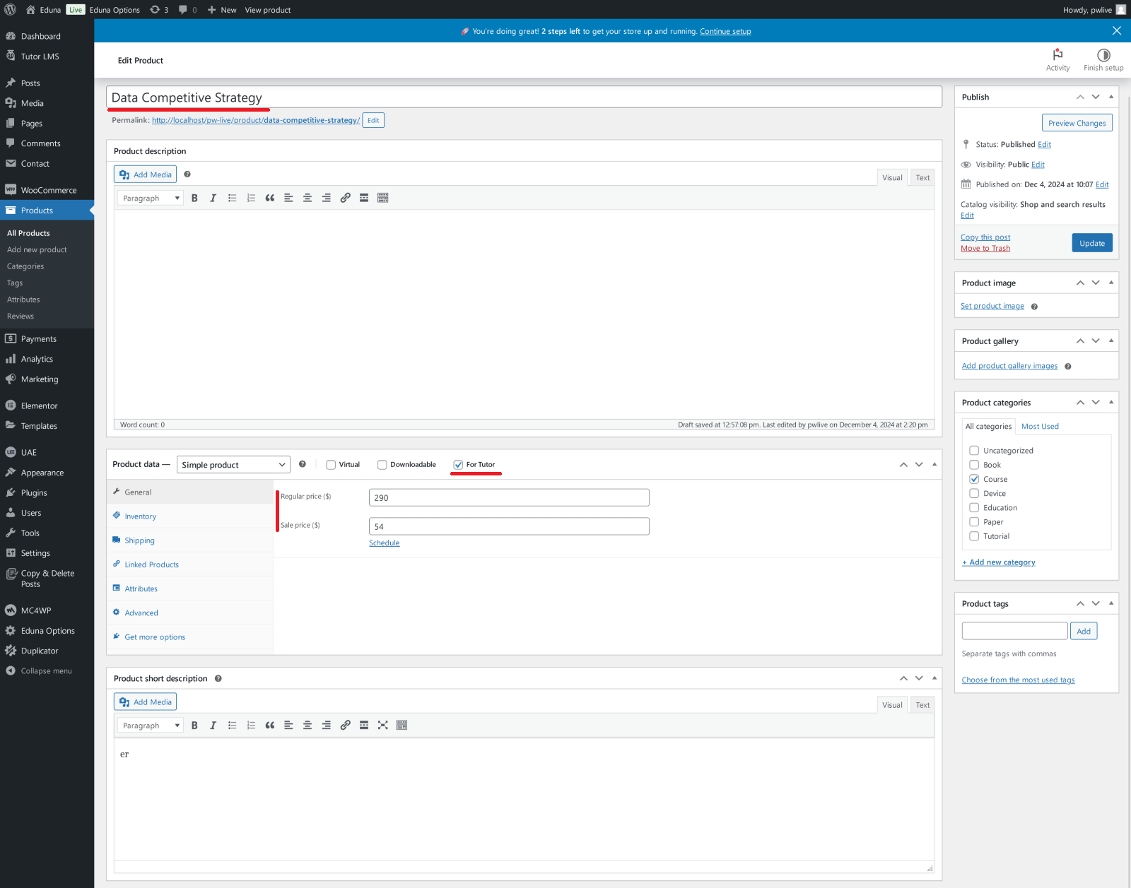 Tutor LMS Course Creation Step 1